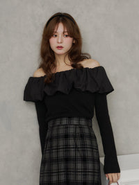 バルーンドッキングフリルニット