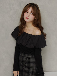 バルーンドッキングフリルニット