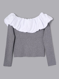 バルーンドッキングフリルニット