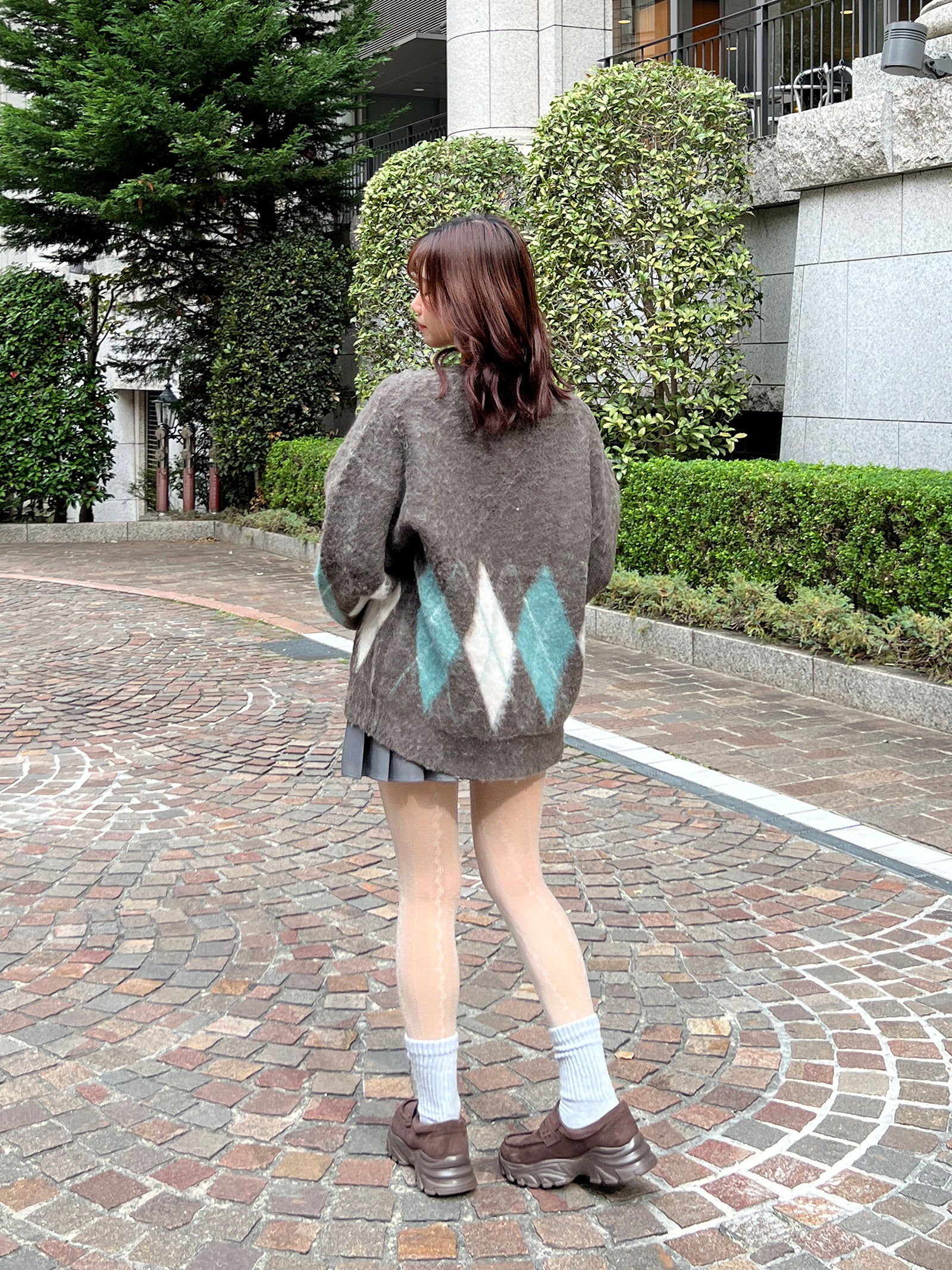 アーガイルニットプルオーバー