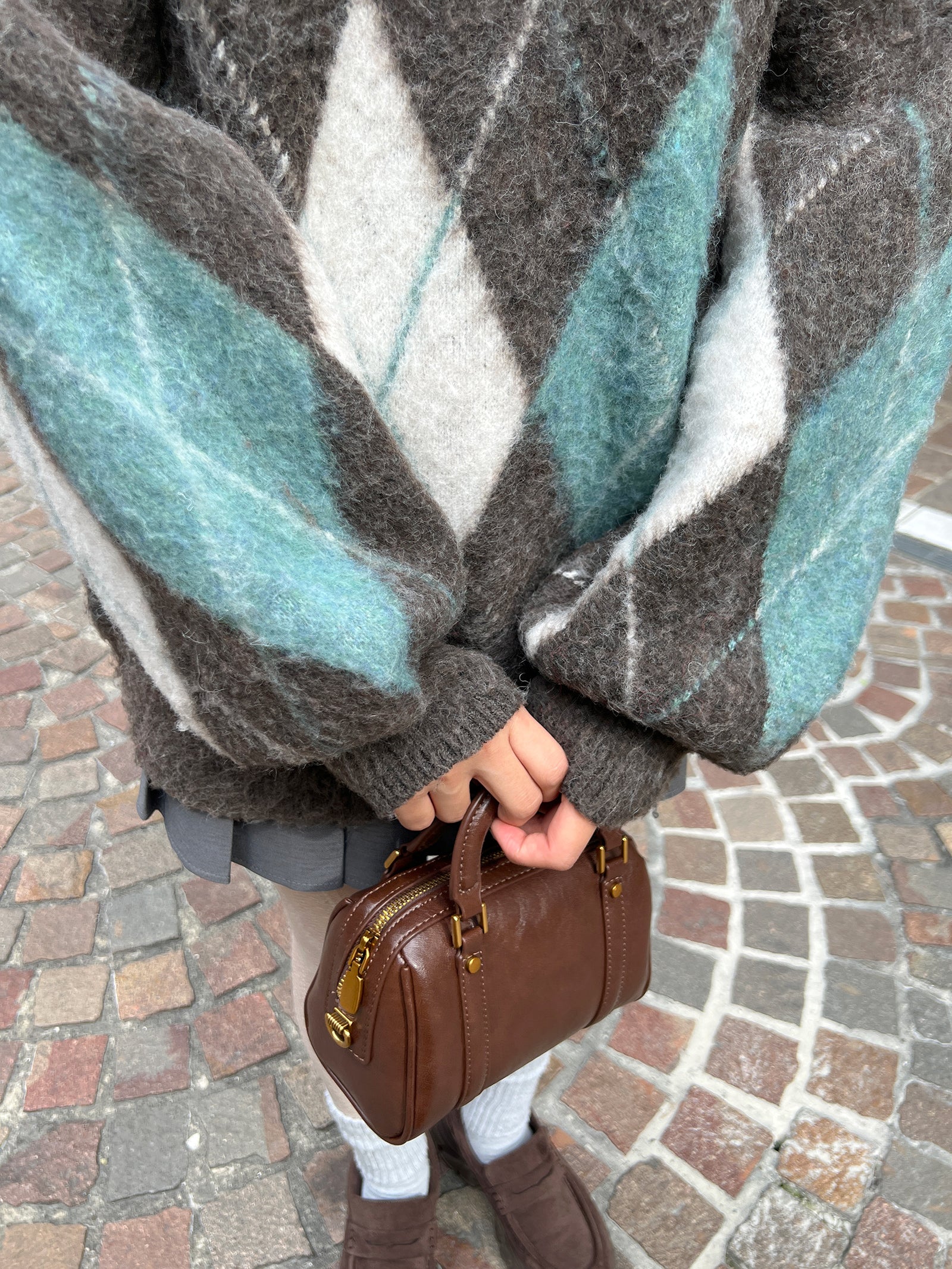 アーガイルニットプルオーバー