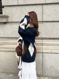 アーガイルニットプルオーバー