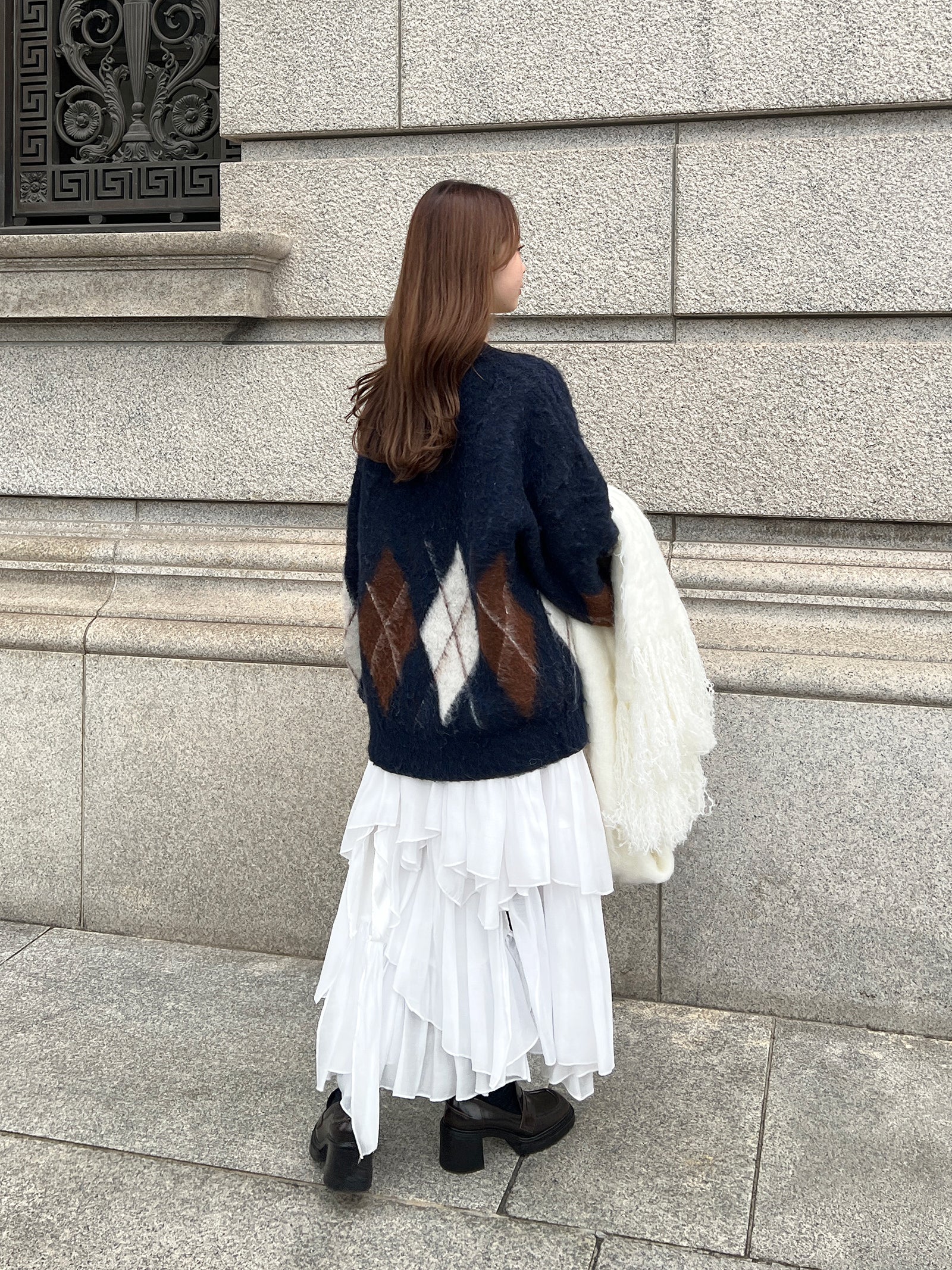 アーガイルニットプルオーバー