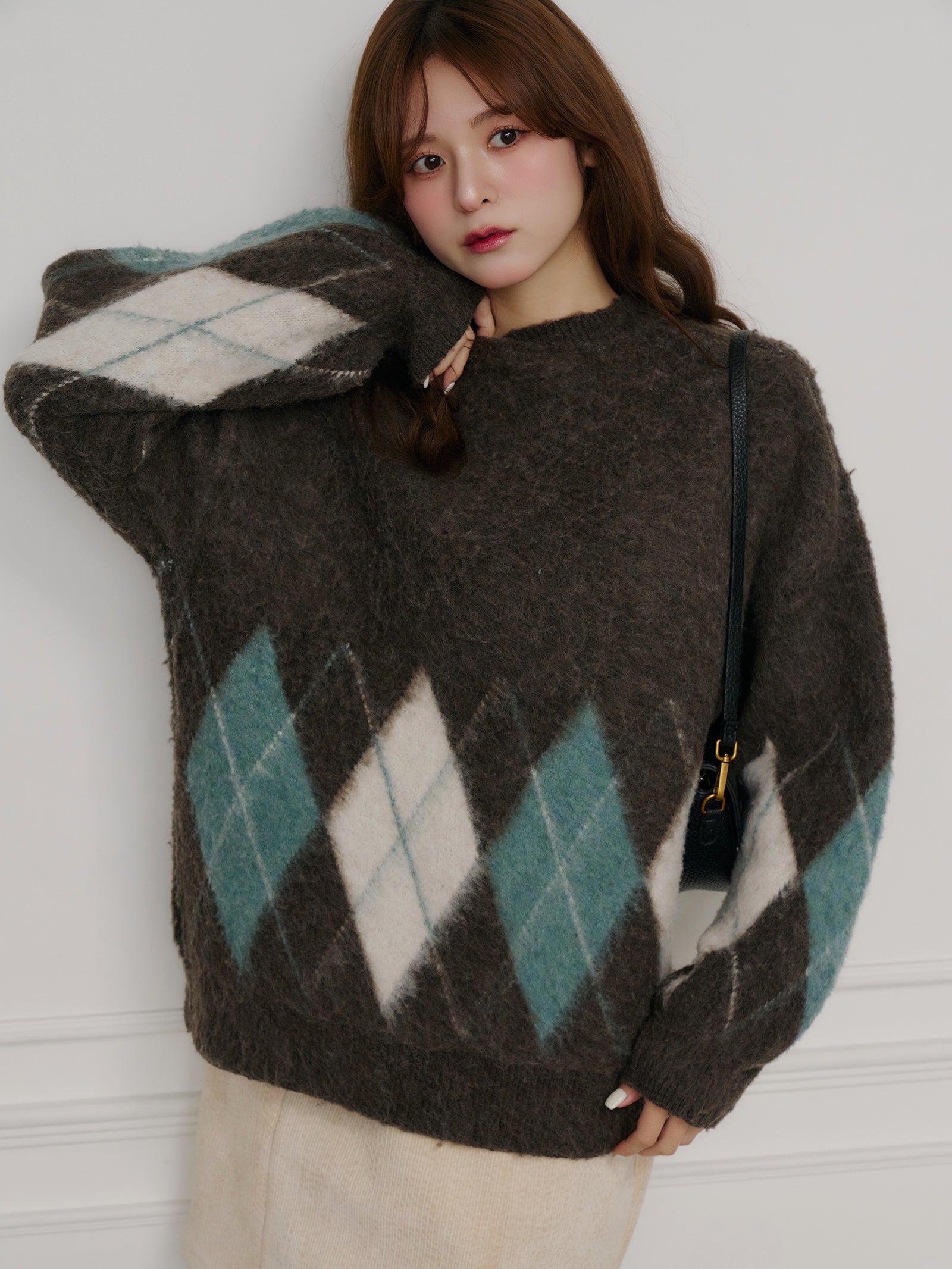 アーガイルニットプルオーバー