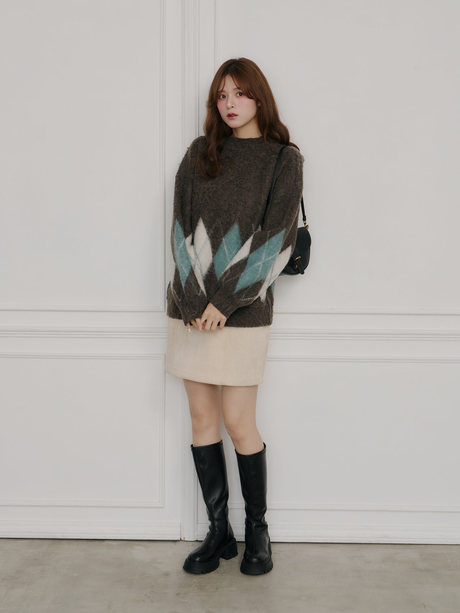 アーガイルニットプルオーバー