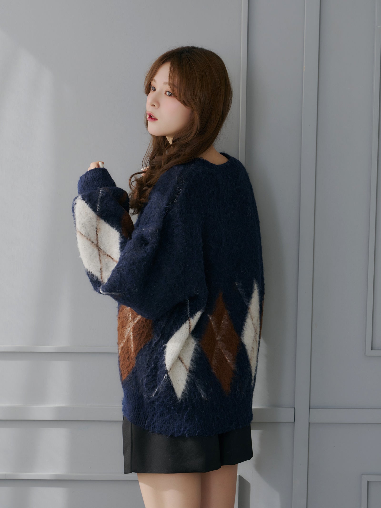 アーガイルニットプルオーバー