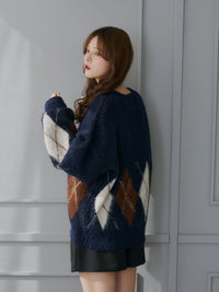 アーガイルニットプルオーバー