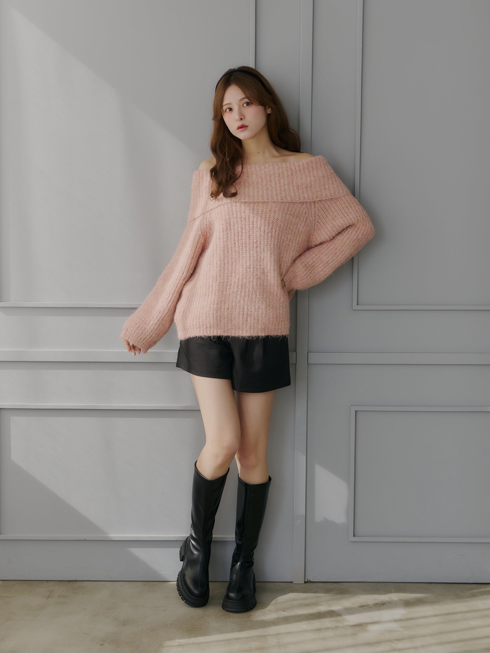 ローゲージオフショルダーニット