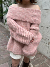 ローゲージオフショルダーニット