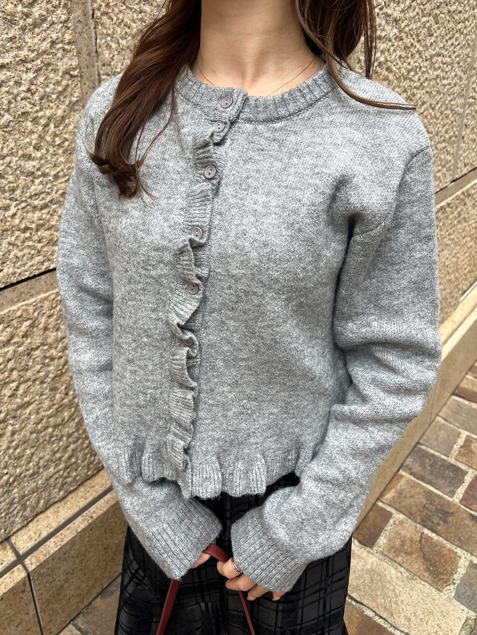 フリルニットカーディガン