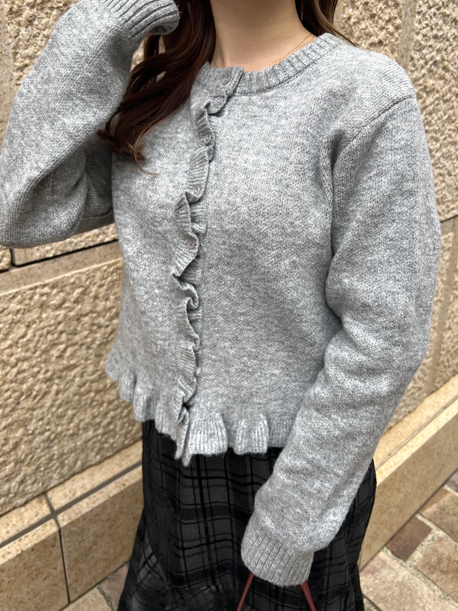 フリルニットカーディガン