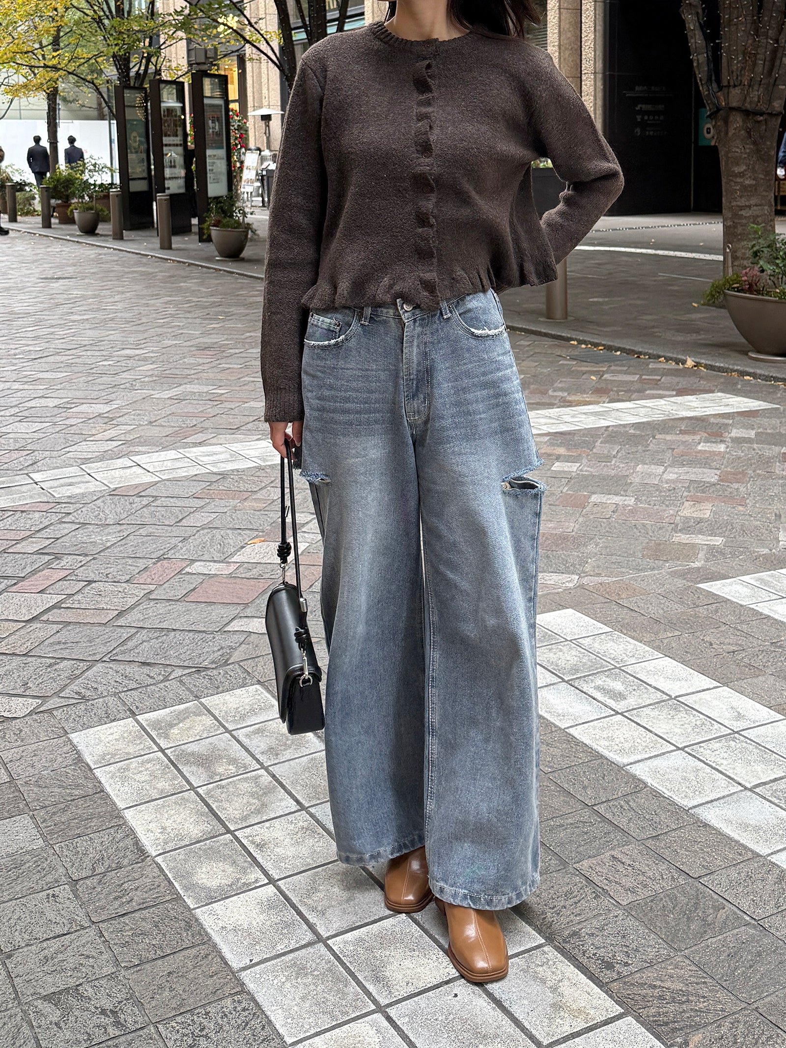 フリルニットカーディガン