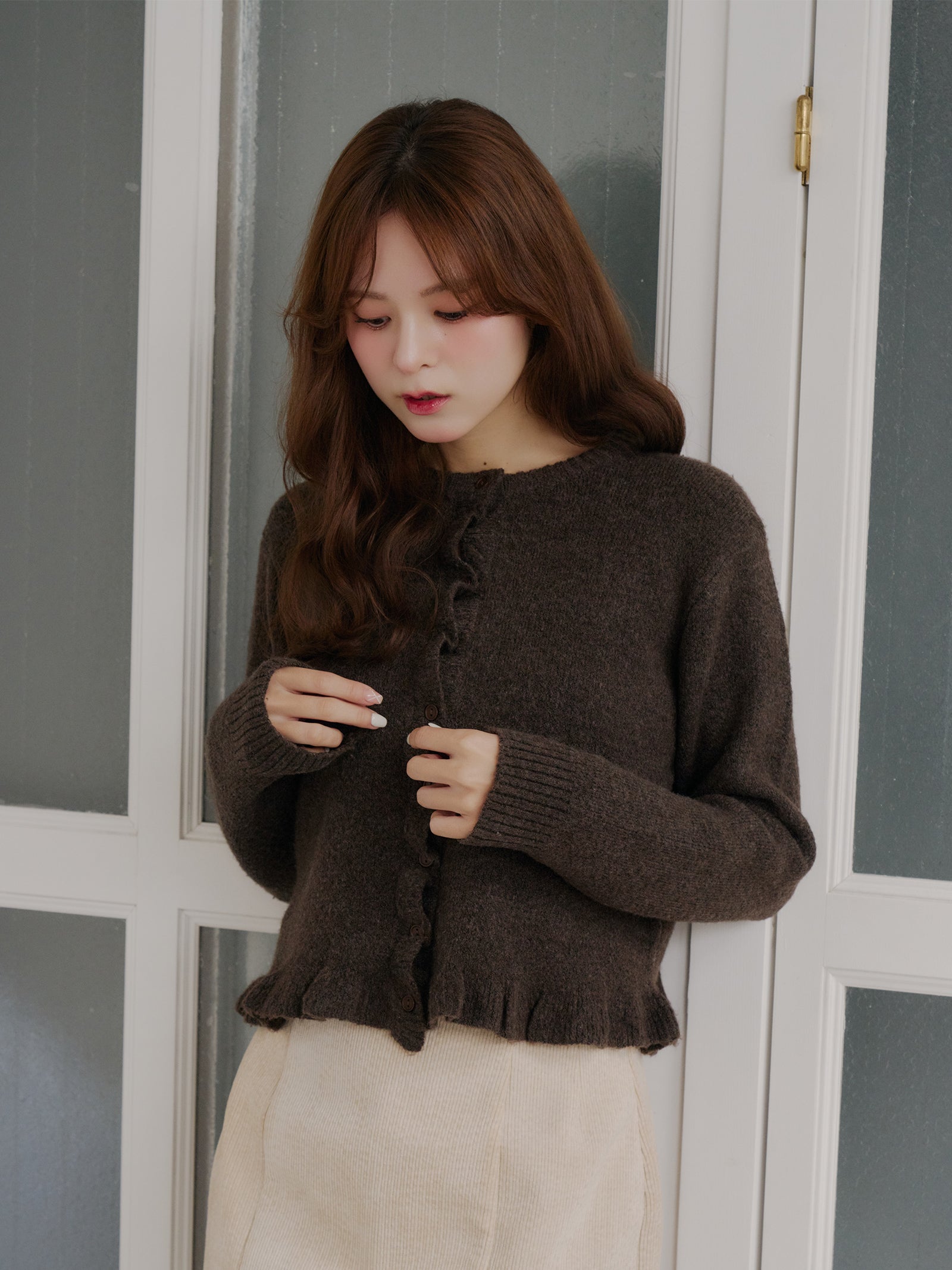 フリルニットカーディガン