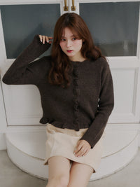 フリルニットカーディガン