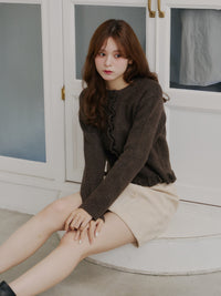 フリルニットカーディガン