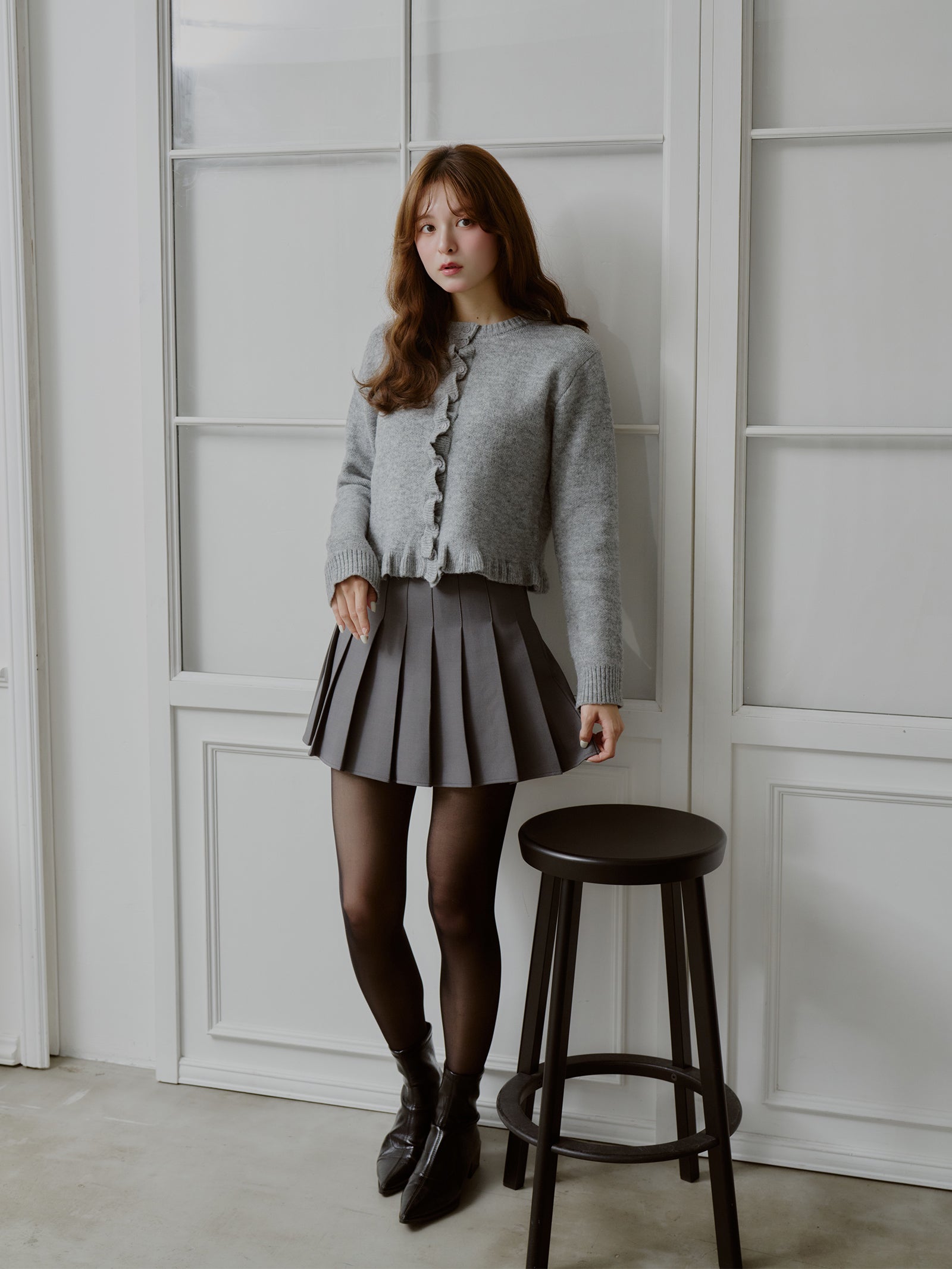 フリルニットカーディガン