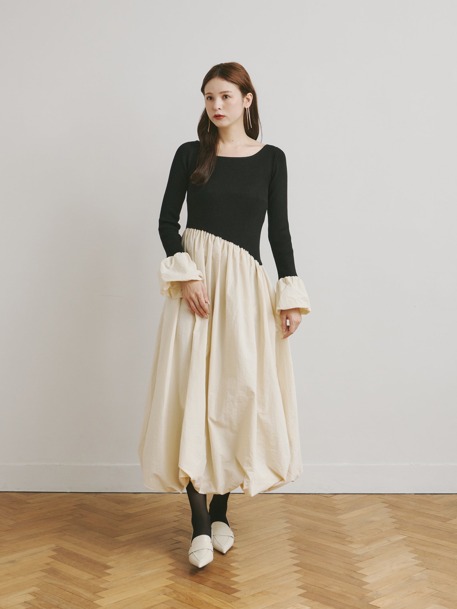 ニットドッキングバルーンワンピース