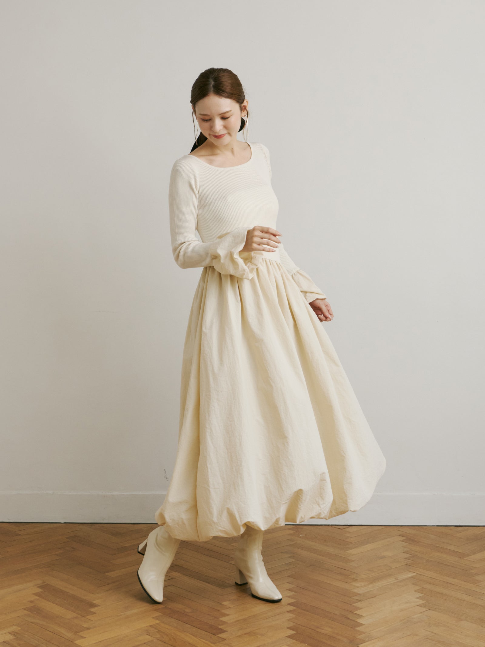 【美品】【ollun】ワンピース ollun volume bicolor one piece オルン ボリュームバイカラー