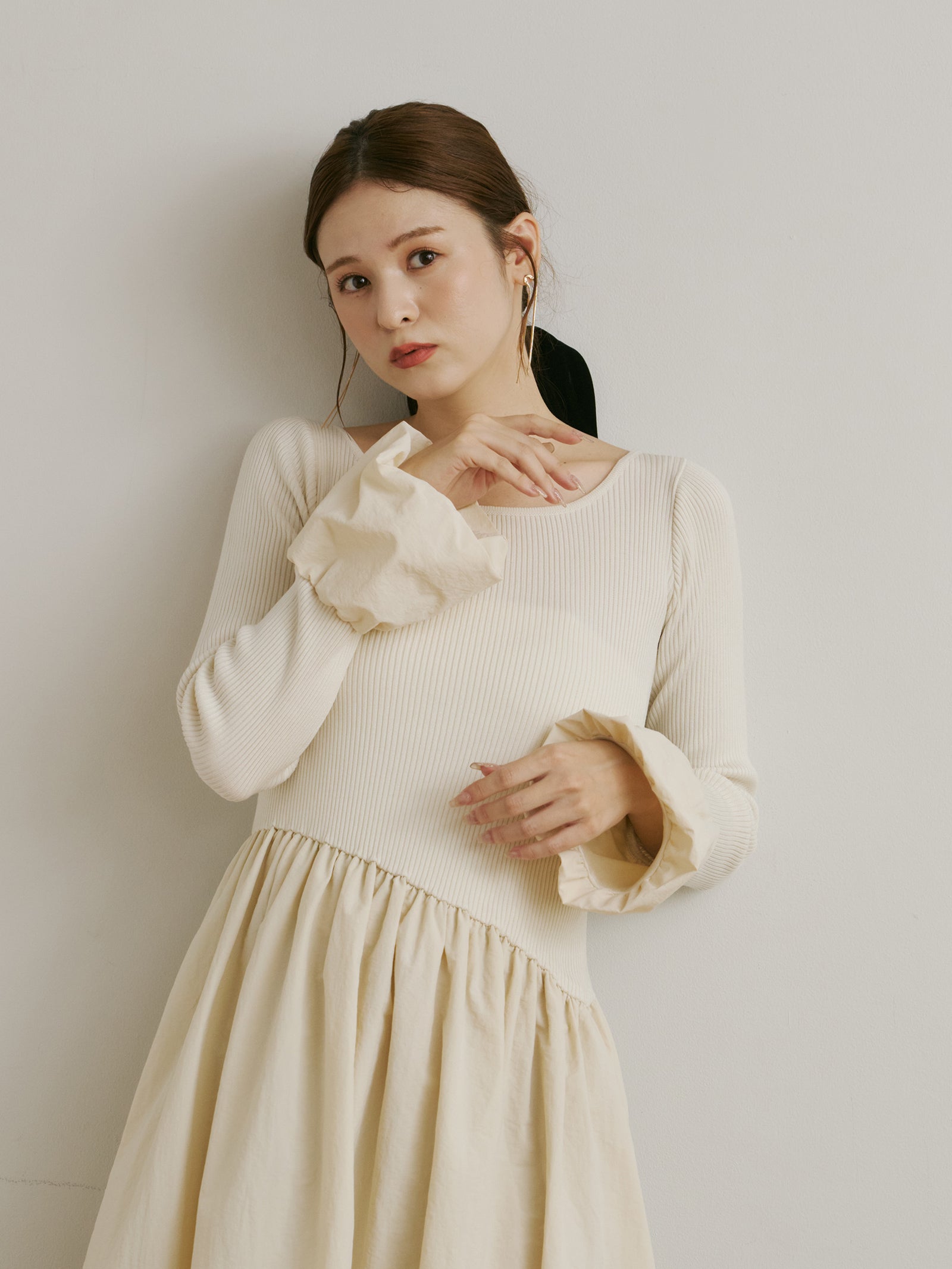 ニットドッキングバルーンワンピース