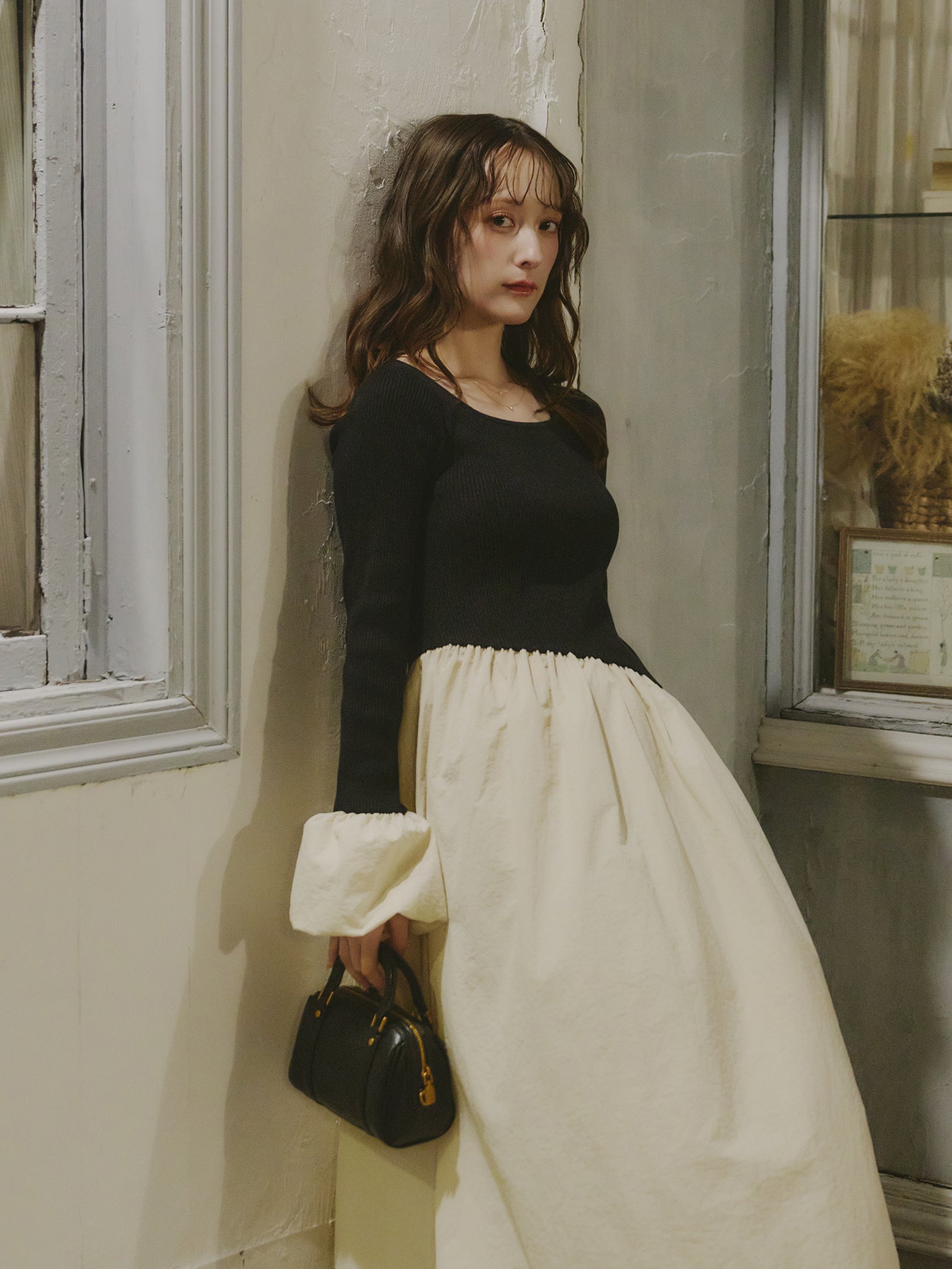 ニットドッキングバルーンワンピース