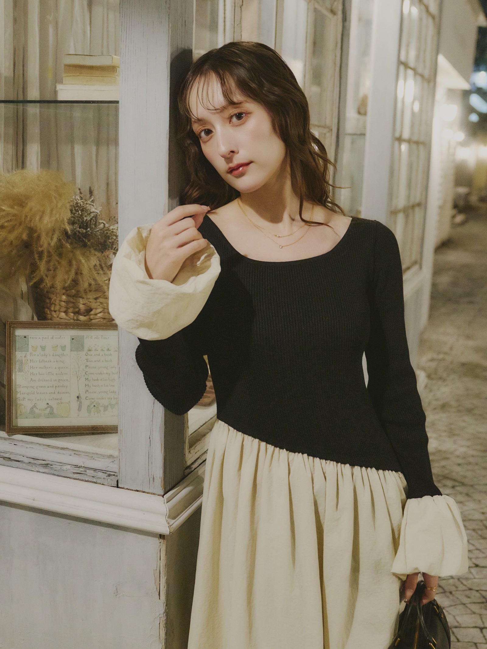 ニットドッキングバルーンワンピース