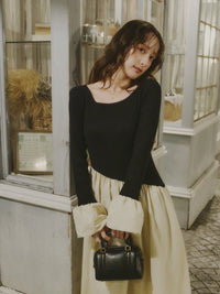 ニットドッキングバルーンワンピース