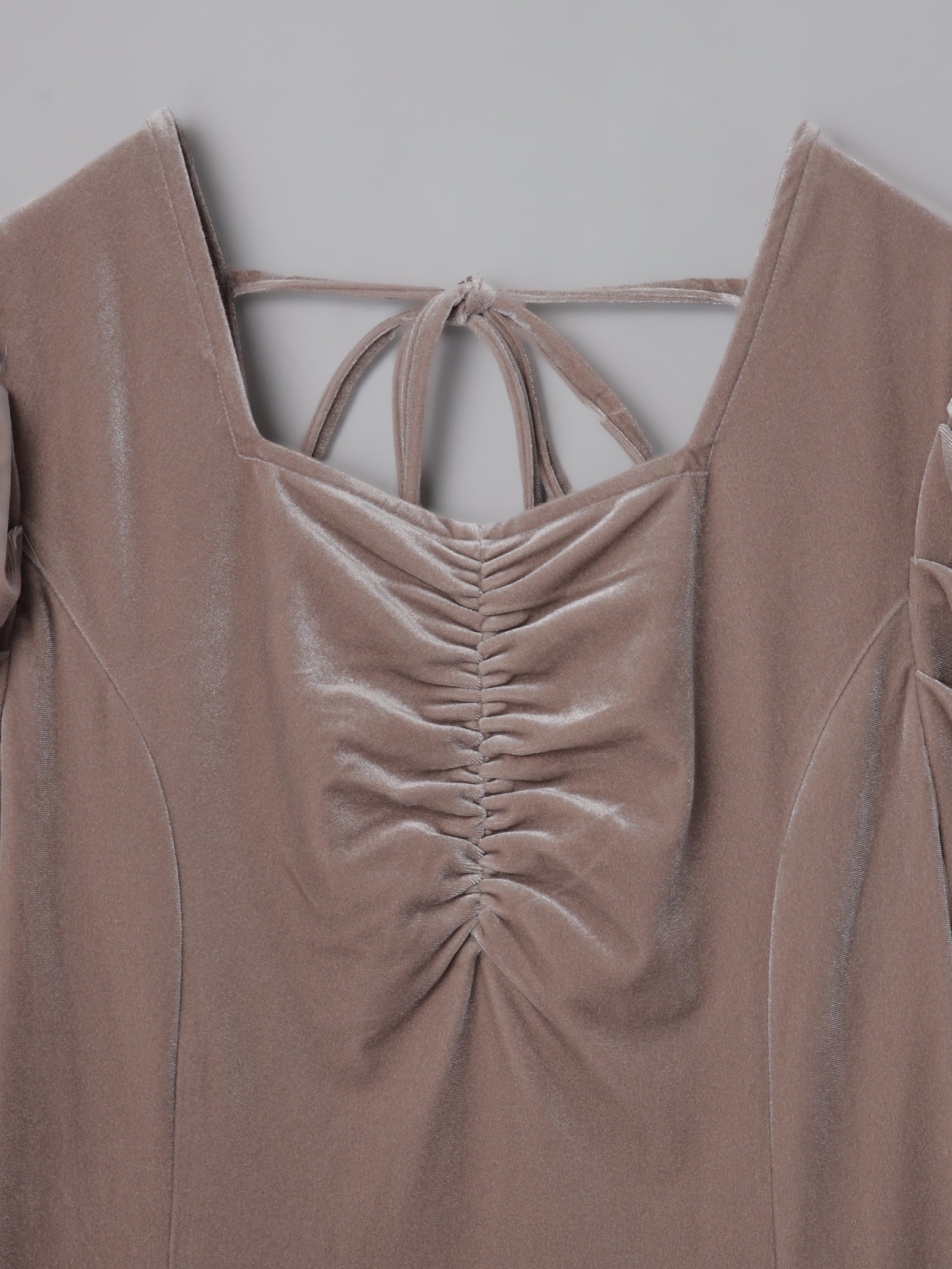 フロントギャザーベロアワンピース