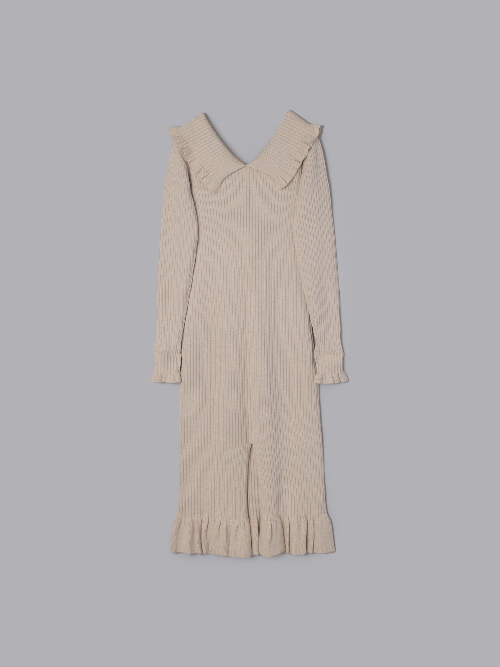 フリルリブニットワンピース