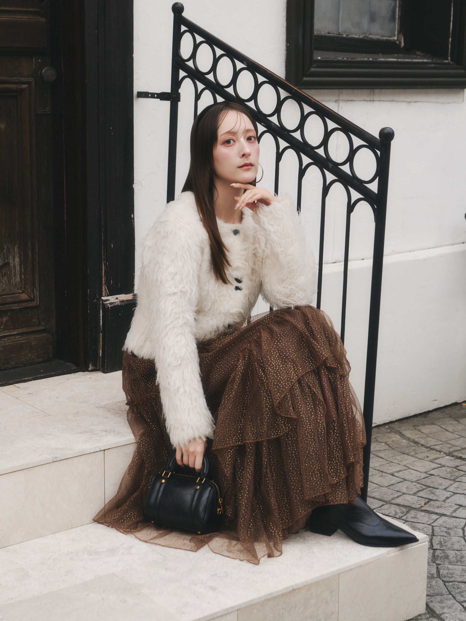 【予約】ラメチュールギャザースカート【発送予定日 11月上旬~11月中旬】