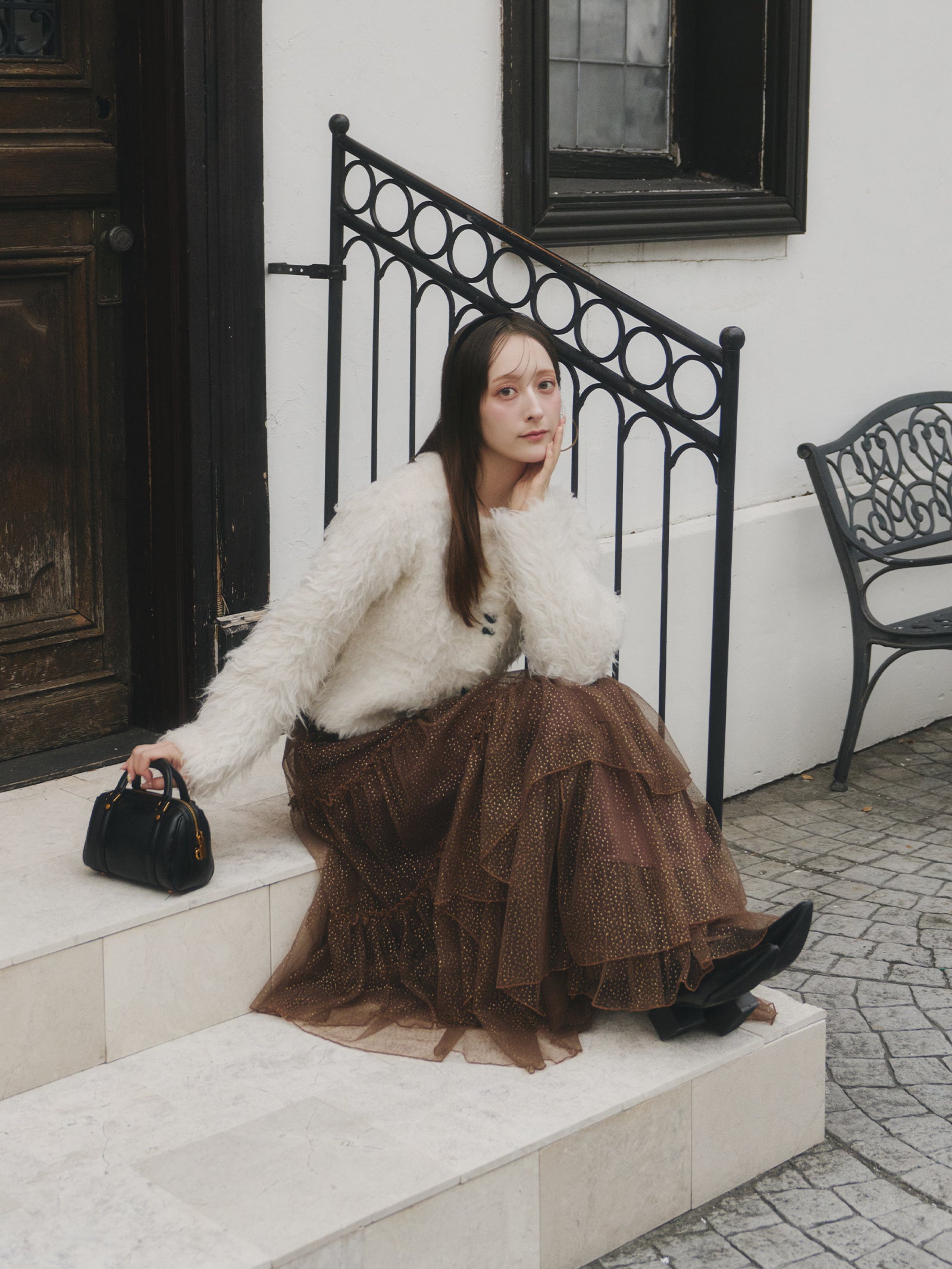 【予約】ラメチュールギャザースカート【発送予定日 11月上旬~11月中旬】