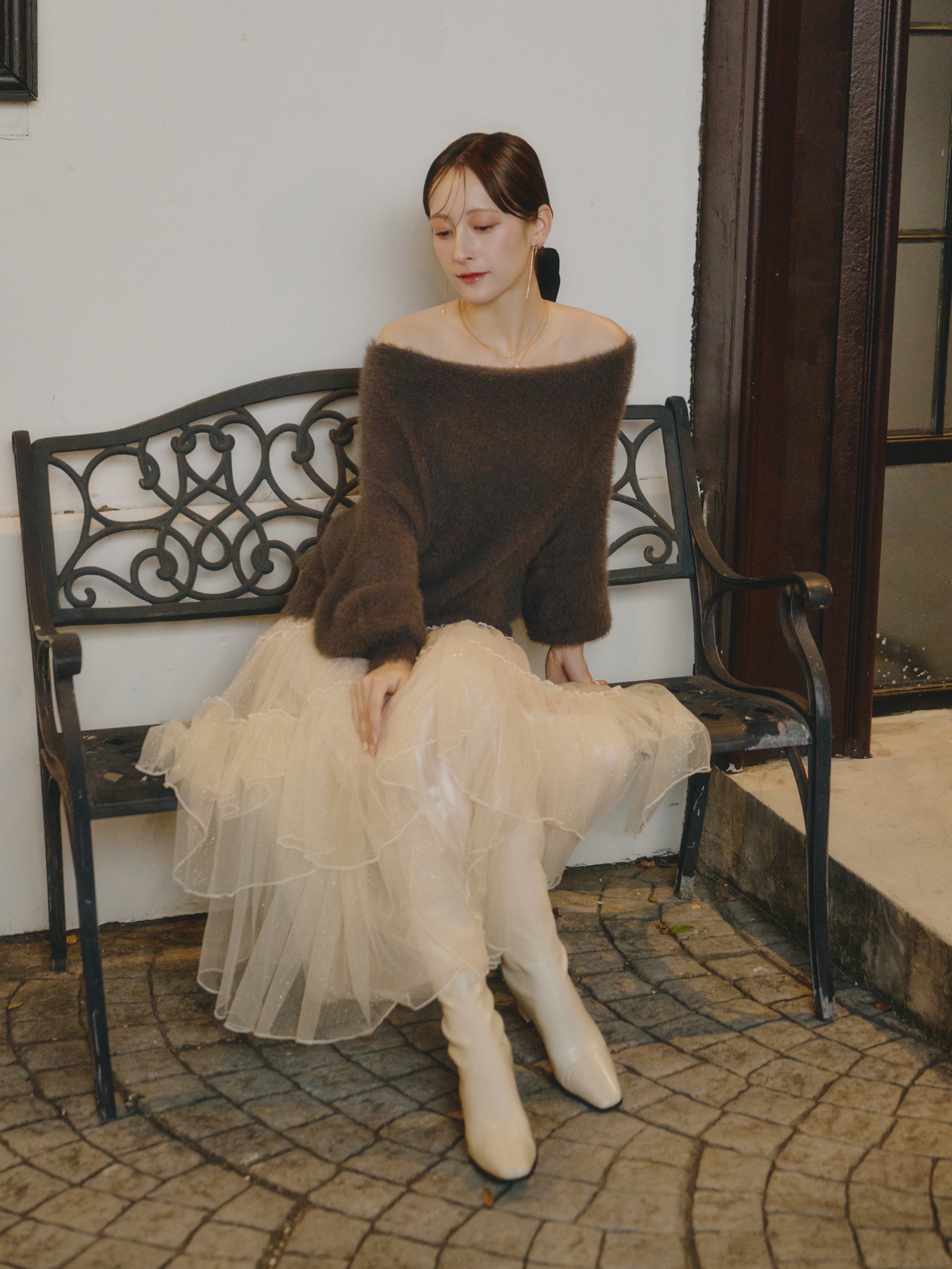 【予約】ラメチュールギャザースカート【発送予定日 11月上旬~11月中旬】