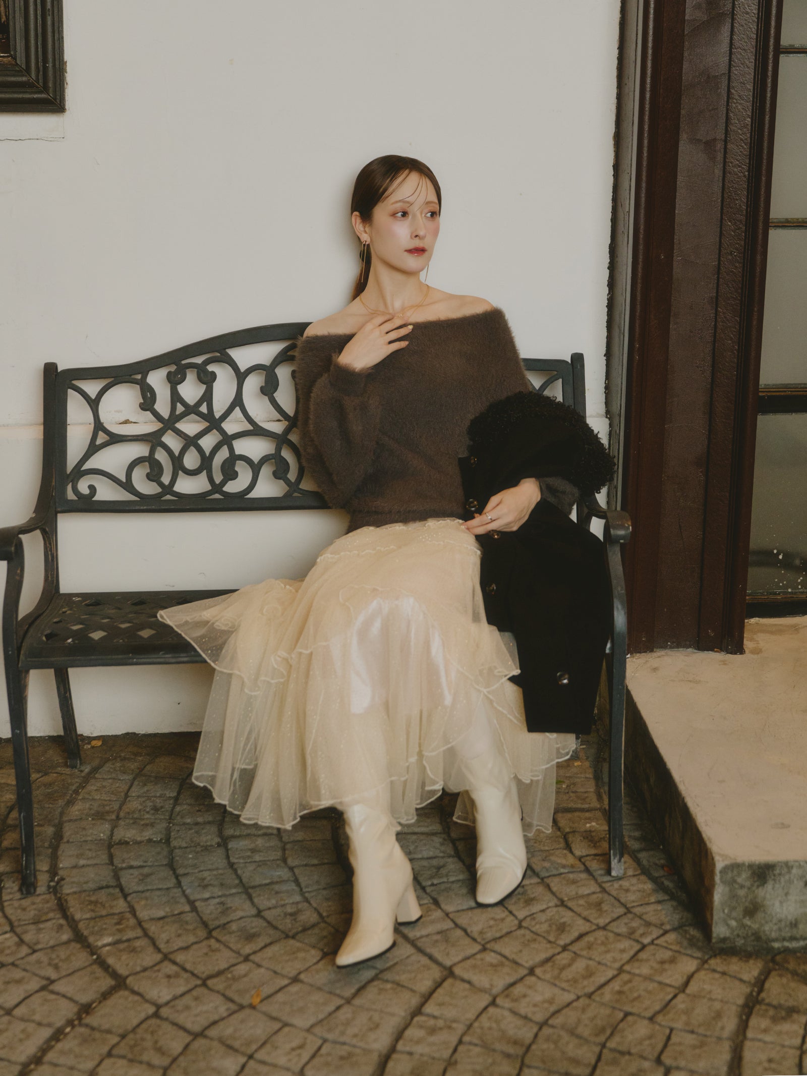 【予約】ラメチュールギャザースカート【発送予定日 11月上旬~11月中旬】