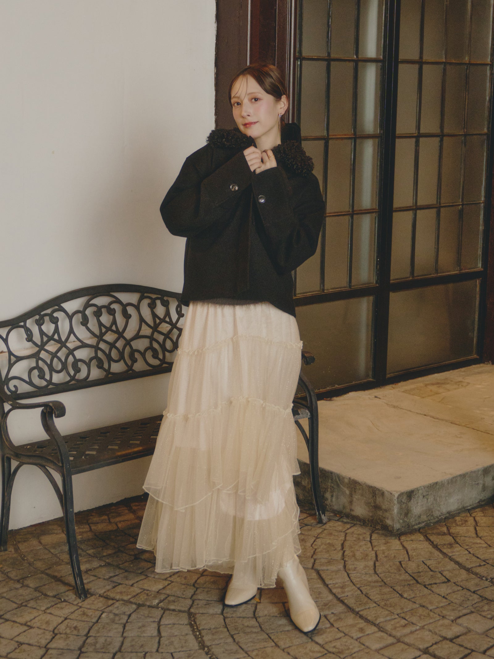 【予約】ラメチュールギャザースカート【発送予定日 11月上旬~11月中旬】