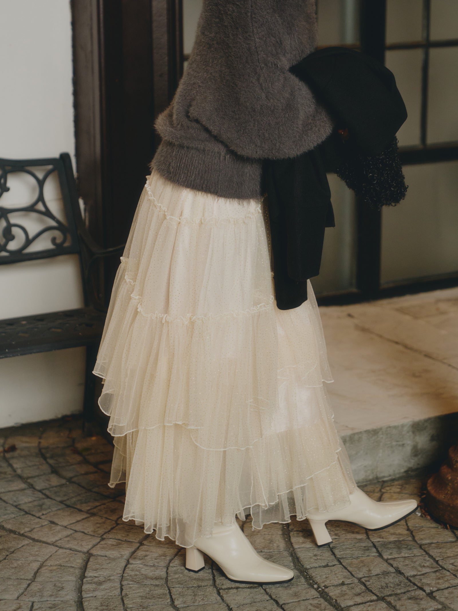 【予約】ラメチュールギャザースカート【発送予定日 11月上旬~11月中旬】