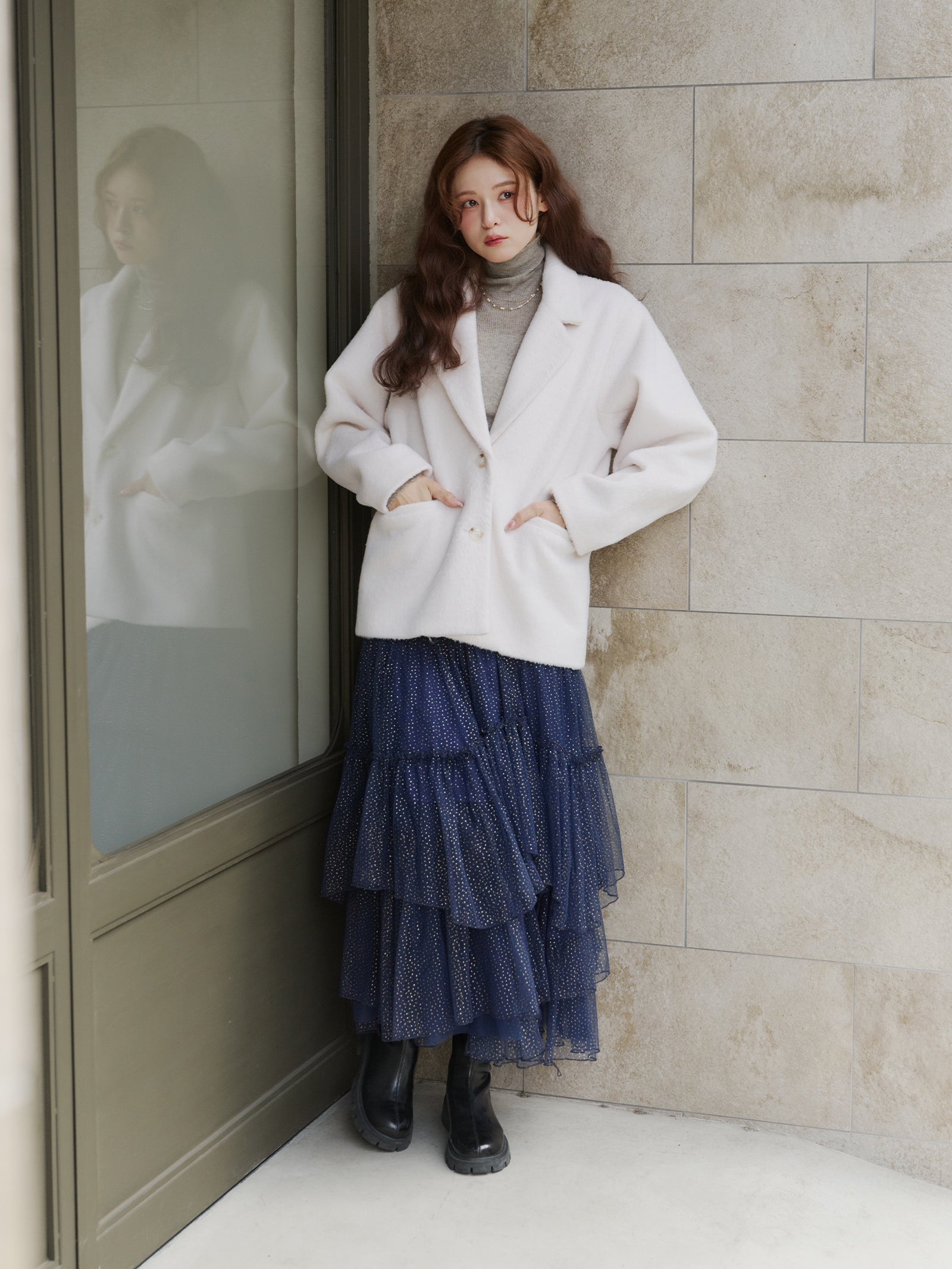 【予約】ラメチュールギャザースカート【発送予定日 11月上旬~11月中旬】