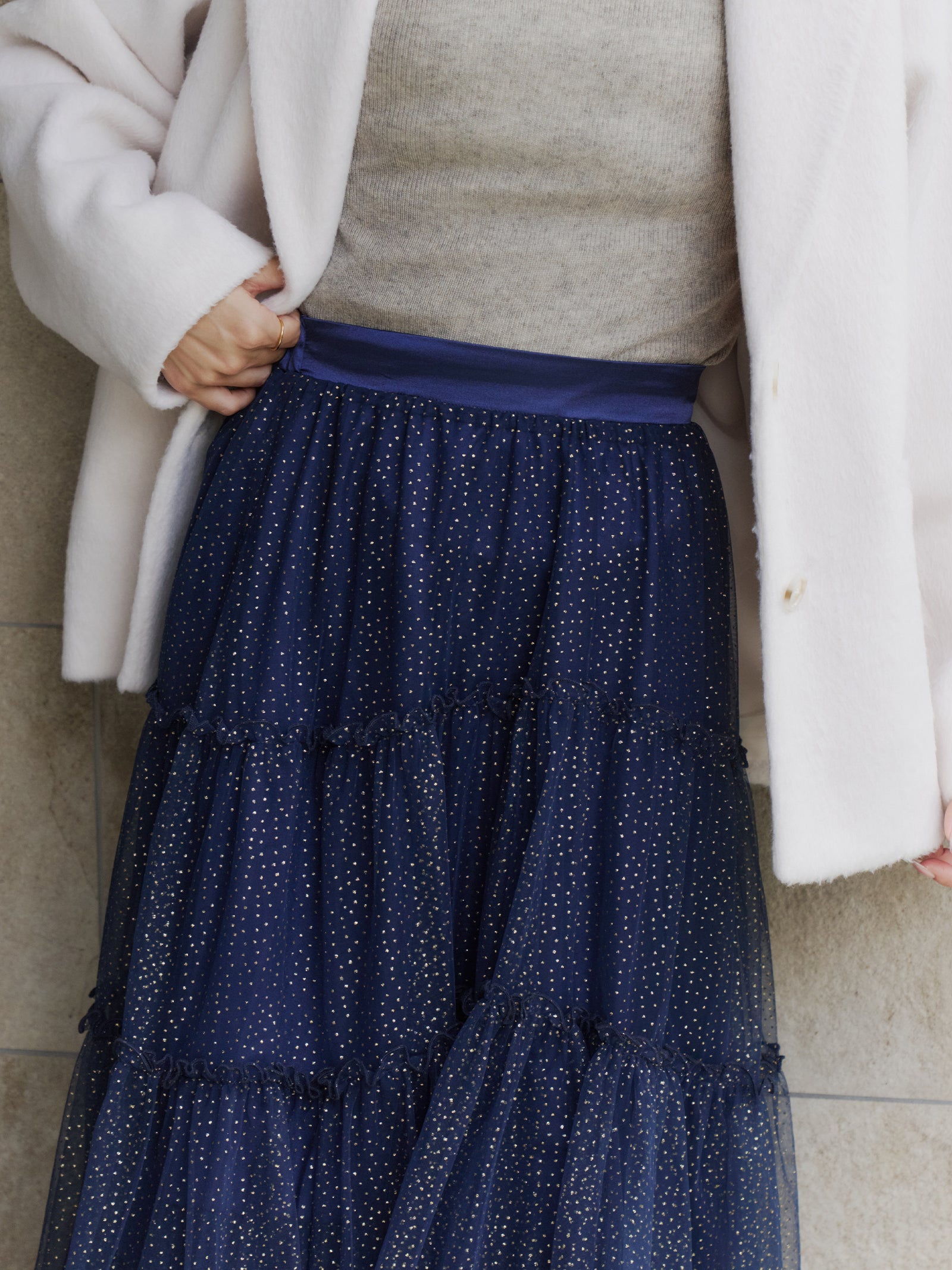 【予約】ラメチュールギャザースカート【発送予定日 11月上旬~11月中旬】