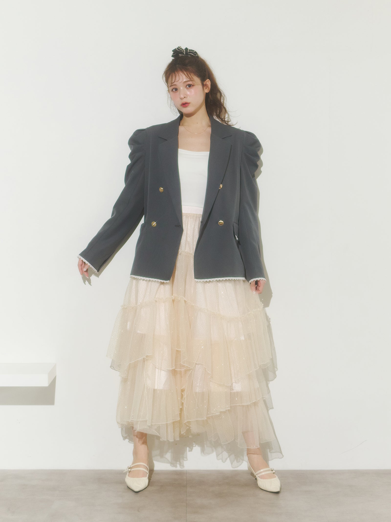 ラメチュールギャザースカート