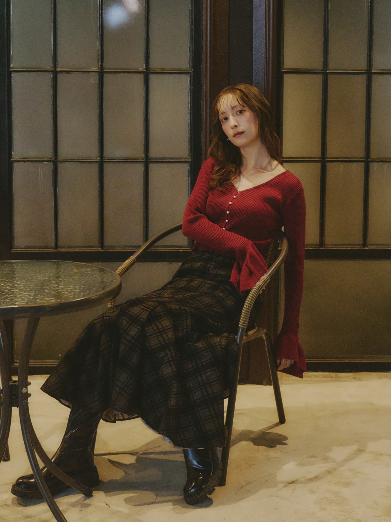 アシンメトリーチェックラメスカート