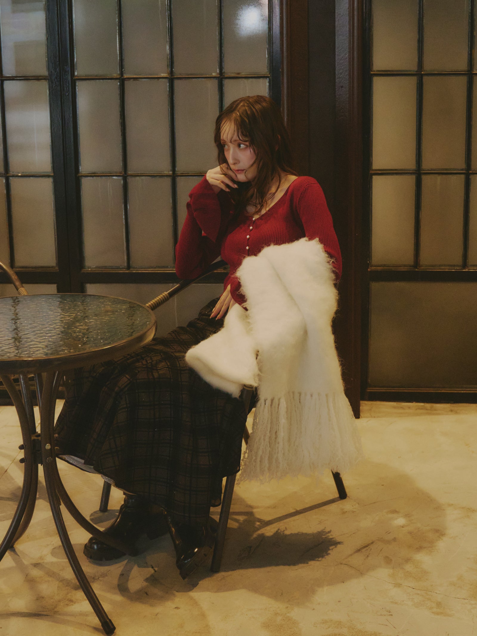 アシンメトリーチェックラメスカート