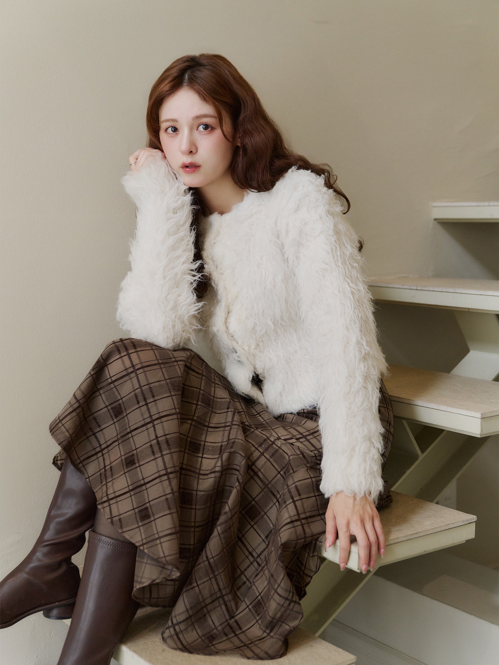 アシンメトリーチェックラメスカート