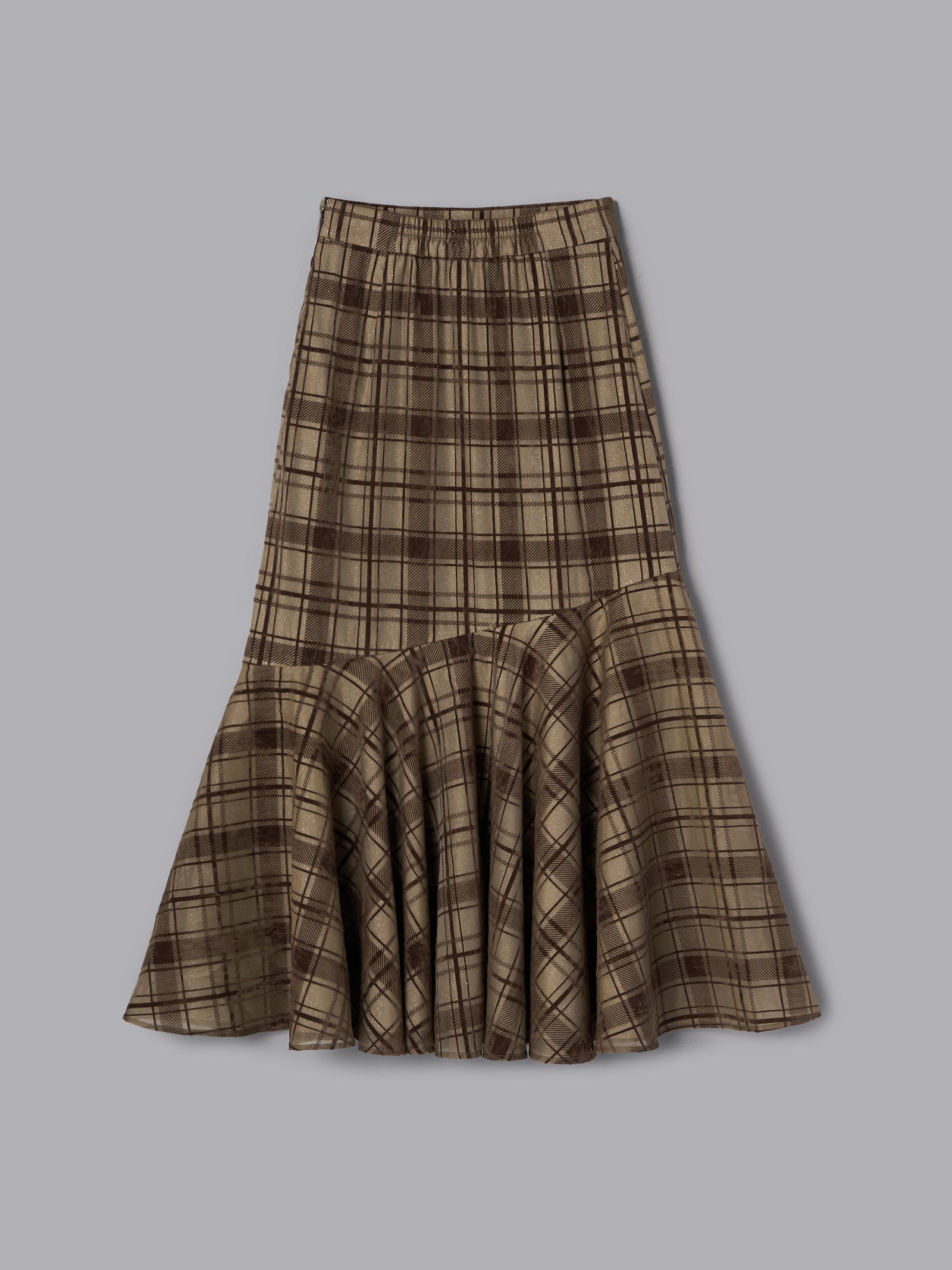 Drawer ラメチェックスカート アシンメトリーチェックラメスカート