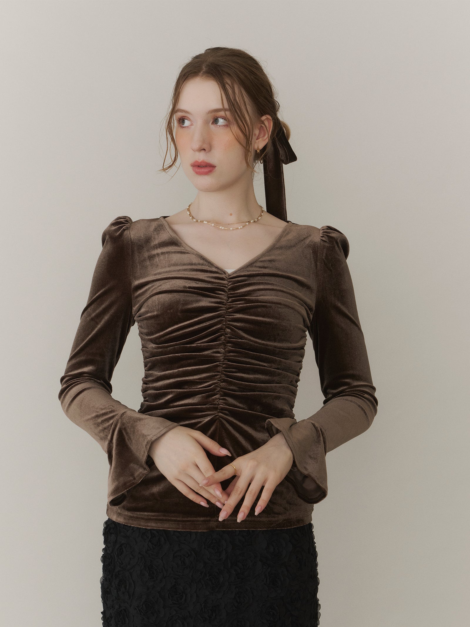 ギャザーベロアトップス