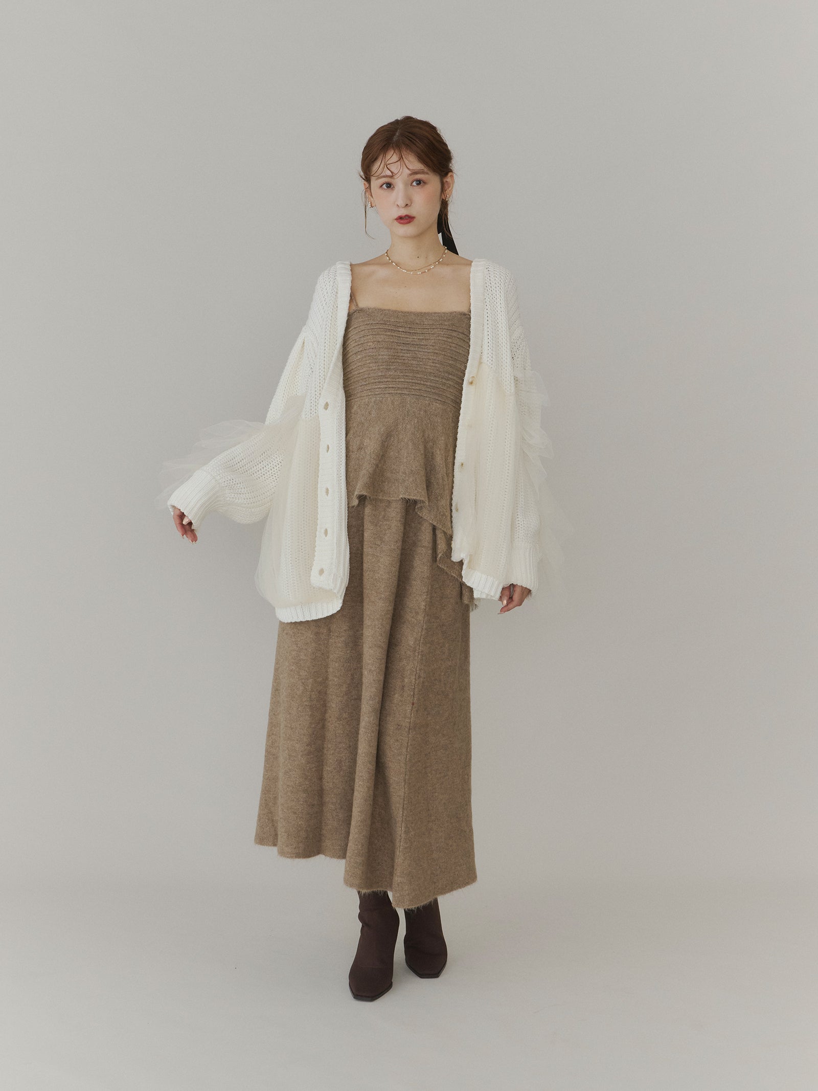 エアリーペプラムニットビスチェ[セットアップ可能]