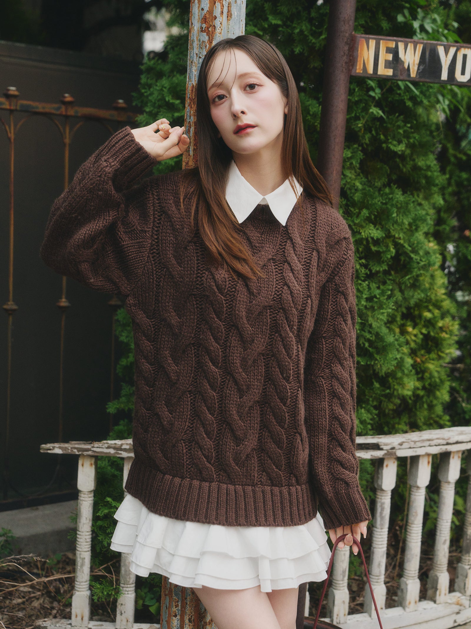 レイヤードケーブルニット pium pium レイヤードニットケーブル