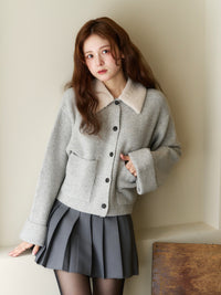 ボアカラーポケットカーディガン