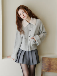 ボアカラーポケットカーディガン