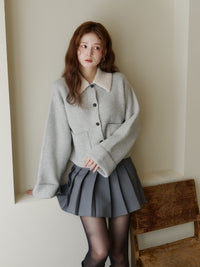 ボアカラーポケットカーディガン