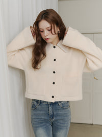 ボアカラーポケットカーディガン