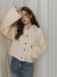 ボアカラーポケットカーディガン