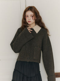 ボアカラーポケットカーディガン